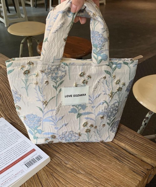 TONE SELECT GOODS(トーンセレクトグッズ)の「Liaa/チャック付き 花柄 ミニトートバッグ A18322(トートバッグ・レディース・ブルー/ピンク系2/ピンク系1/ホワイト/グリーン・FREE)」の7枚目の写真