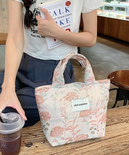 TONE SELECT GOODS(トーンセレクトグッズ)の「Liaa/チャック付き 花柄 ミニトートバッグ A18322(トートバッグ・レディース・ブルー/ピンク系2/ピンク系1/ホワイト/グリーン・FREE)」の8枚目の写真