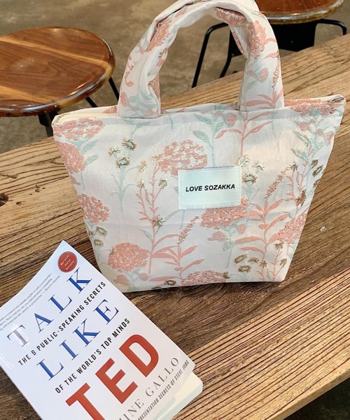 TONE SELECT GOODS(トーンセレクトグッズ)の「Liaa/チャック付き 花柄 ミニトートバッグ A18322(トートバッグ・レディース・ブルー/ピンク系2/ピンク系1/ホワイト/グリーン・FREE)」の9枚目の写真