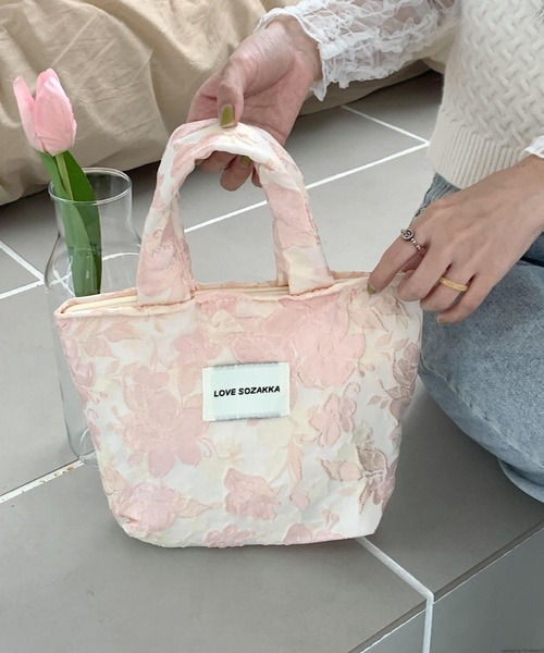 TONE SELECT GOODS(トーンセレクトグッズ)の「Liaa/チャック付き 花柄 ミニトートバッグ A18322(トートバッグ・レディース・ブルー/ピンク系2/ピンク系1/ホワイト/グリーン・FREE)」の10枚目の写真