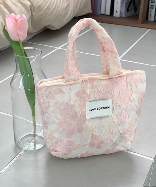 TONE SELECT GOODS(トーンセレクトグッズ)の「Liaa/チャック付き 花柄 ミニトートバッグ A18322(トートバッグ・レディース・ブルー/ピンク系2/ピンク系1/ホワイト/グリーン・FREE)」の11枚目の写真