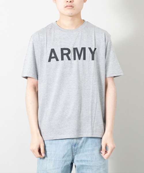 STYLEBLOCK（スタイルブロック）の「半袖プリントTシャツ(ARMY)（Tシャツ/カットソー・メンズ・ベージュ/カーキ/ワイン/杢グレー/ブラック/ホワイト・LL/L/M）」の4枚目の写真