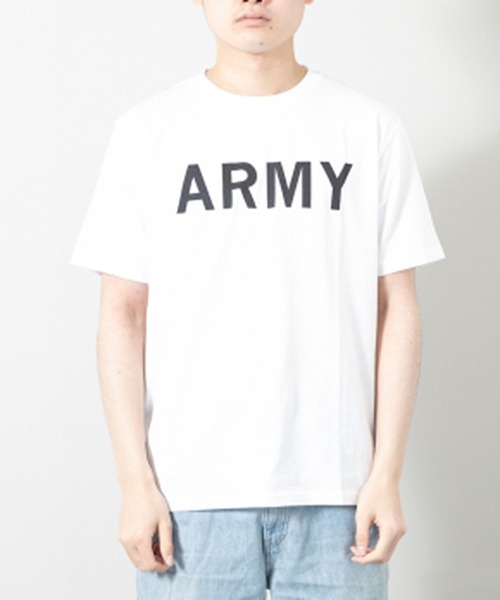 STYLEBLOCK（スタイルブロック）の「半袖プリントTシャツ(ARMY)（Tシャツ/カットソー・メンズ・ベージュ/カーキ/ワイン/杢グレー/ブラック/ホワイト・LL/L/M）」の2枚目の写真