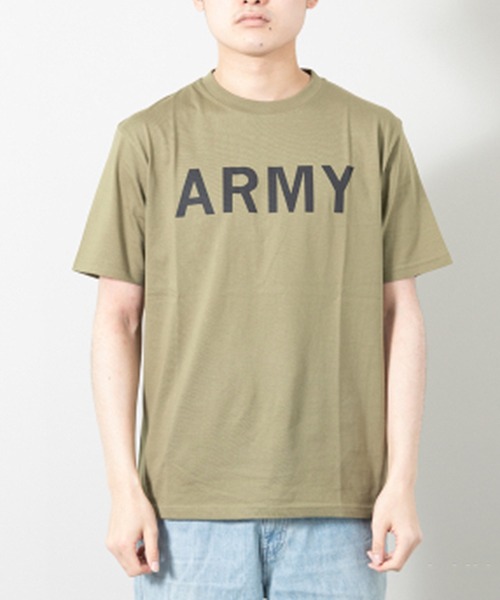 STYLEBLOCK（スタイルブロック）の「半袖プリントTシャツ(ARMY)（Tシャツ/カットソー・メンズ・ベージュ/カーキ/ワイン/杢グレー/ブラック/ホワイト・LL/L/M）」の5枚目の写真