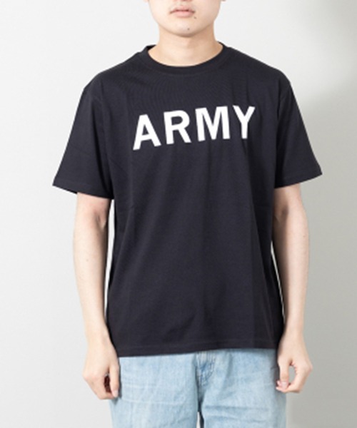 STYLEBLOCK（スタイルブロック）の「半袖プリントTシャツ(ARMY)（Tシャツ/カットソー・メンズ・ベージュ/カーキ/ワイン/杢グレー/ブラック/ホワイト・LL/L/M）」の3枚目の写真