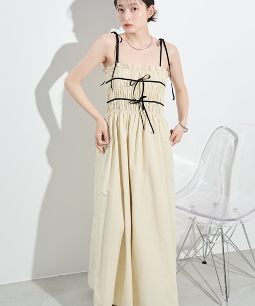 paravion（パラビオン）の「パイピングリボンキャミワンピース（ワンピース・レディース・ピンク/アイボリー・FREE）」の8枚目の写真