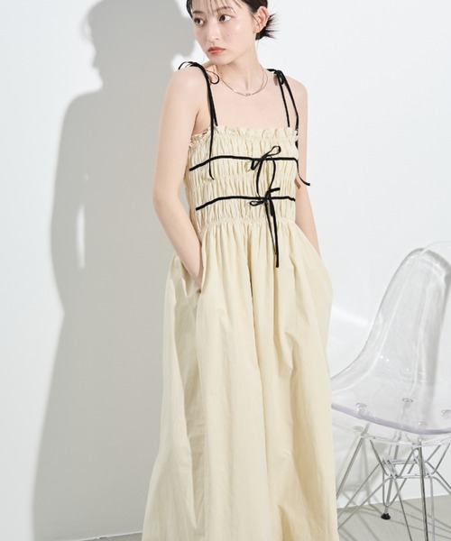 paravion（パラビオン）の「パイピングリボンキャミワンピース（ワンピース・レディース・ピンク/アイボリー・FREE）」の9枚目の写真