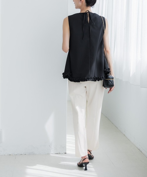 coca(coca)(コカ)の「金ボタンストレッチテーパードパンツ(スラックス・レディース・アイボリー/ブラック・S/M/L)」の7枚目の写真