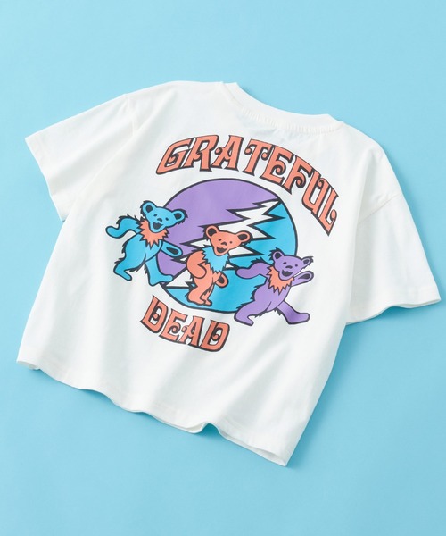 Grateful Dead（グレイトフルデッド）の「【 GRATEFUL DEAD / グレイトフル・デッド 】 デッド・ベア キャラクタープリント ラウンドヘム/レギュラーヘム オーバーサイズTシャツ 半袖 コットン100% キッズ（Tシャツ/カットソー・キッズ・チャコール/ネイビー系/ブラック系/ベージュ系/ホワイト系/ダークグリーン/ベージュ/オフホワイト/オレンジ/パープル/ホワイト系2/ブラック系2・110/140/130/120/160/150）」の3枚目の写真