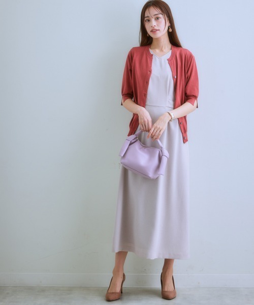 7days Life Styling（セブンデイズライフスタイリング）の「（接触冷感・毛玉になりにくい・ＵＶカット） 綿混スキッパーネックニットカーディガン（カーディガン/ボレロ・レディース・グレイッシュベージュ/ブラック/テラコッタ/シルバーグレー・S/M/L/LL）」の9枚目の写真