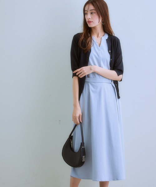 7days Life Styling（セブンデイズライフスタイリング）の「（接触冷感・毛玉になりにくい・ＵＶカット） 綿混スキッパーネックニットカーディガン（カーディガン/ボレロ・レディース・グレイッシュベージュ/ブラック/テラコッタ/シルバーグレー・S/M/L/LL）」の14枚目の写真