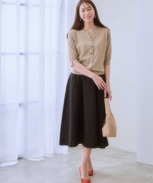 7days Life Styling（セブンデイズライフスタイリング）の「（接触冷感・毛玉になりにくい・ＵＶカット） 綿混スキッパーネックニットカーディガン（カーディガン/ボレロ・レディース・グレイッシュベージュ/ブラック/テラコッタ/シルバーグレー・S/M/L/LL）」の21枚目の写真