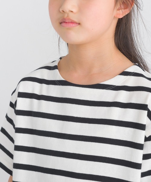 OMNES（オムネス）の「キッズ10番単ボーダー半袖プルオーバー（Tシャツ/カットソー・キッズ・ホワイト系その他/パープル系その他/ホワイト×ブラック/ホワイト×ブルー/グレー系その他/ホワイト×ネイビー・140/130/120/110/100）」の8枚目の写真
