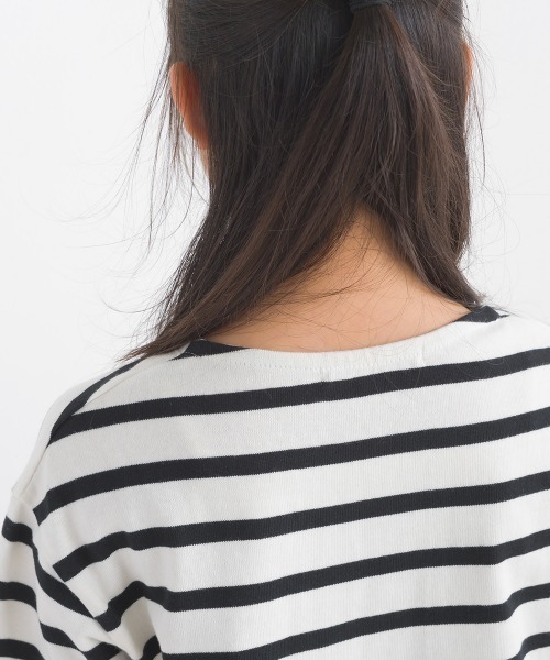 OMNES（オムネス）の「キッズ10番単ボーダー半袖プルオーバー（Tシャツ/カットソー・キッズ・ホワイト系その他/パープル系その他/ホワイト×ブラック/ホワイト×ブルー/グレー系その他/ホワイト×ネイビー・140/130/120/110/100）」の9枚目の写真