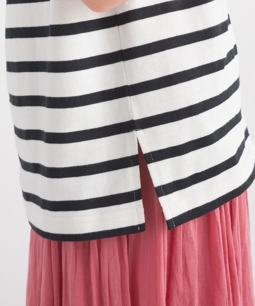 OMNES（オムネス）の「キッズ10番単ボーダー半袖プルオーバー（Tシャツ/カットソー・キッズ・ホワイト系その他/パープル系その他/ホワイト×ブラック/ホワイト×ブルー/グレー系その他/ホワイト×ネイビー・140/130/120/110/100）」の11枚目の写真