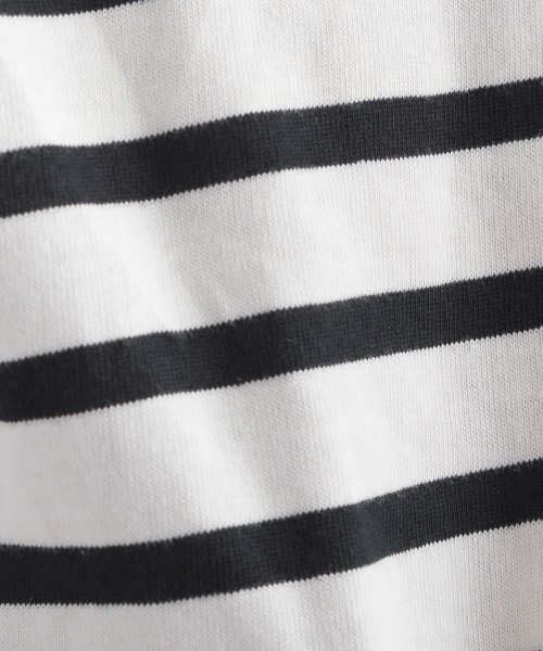 OMNES（オムネス）の「キッズ10番単ボーダー半袖プルオーバー（Tシャツ/カットソー・キッズ・ホワイト系その他/パープル系その他/ホワイト×ブラック/ホワイト×ブルー/グレー系その他/ホワイト×ネイビー・140/130/120/110/100）」の13枚目の写真