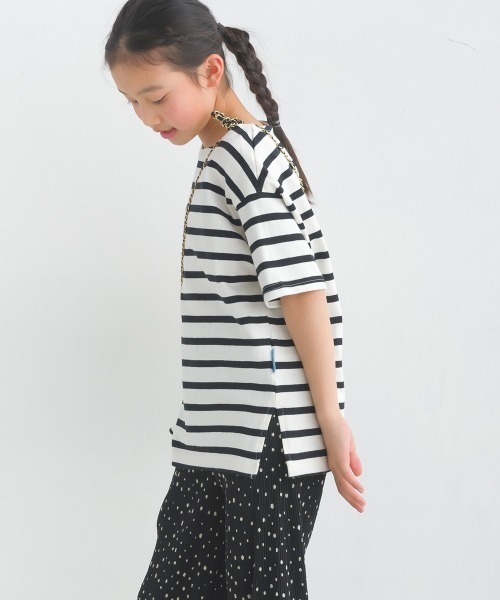 OMNES（オムネス）の「キッズ10番単ボーダー半袖プルオーバー（Tシャツ/カットソー・キッズ・ホワイト系その他/パープル系その他/ホワイト×ブラック/ホワイト×ブルー/グレー系その他/ホワイト×ネイビー・140/130/120/110/100）」の21枚目の写真