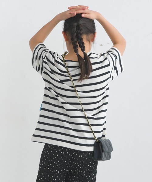 OMNES（オムネス）の「キッズ10番単ボーダー半袖プルオーバー（Tシャツ/カットソー・キッズ・ホワイト系その他/パープル系その他/ホワイト×ブラック/ホワイト×ブルー/グレー系その他/ホワイト×ネイビー・140/130/120/110/100）」の22枚目の写真