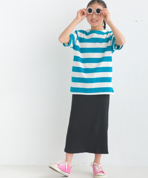 OMNES（オムネス）の「キッズ10番単ボーダー半袖プルオーバー（Tシャツ/カットソー・キッズ・ホワイト系その他/パープル系その他/ホワイト×ブラック/ホワイト×ブルー/グレー系その他/ホワイト×ネイビー・140/130/120/110/100）」の18枚目の写真