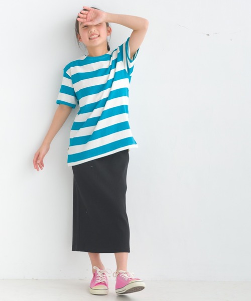 OMNES（オムネス）の「キッズ10番単ボーダー半袖プルオーバー（Tシャツ/カットソー・キッズ・ホワイト系その他/パープル系その他/ホワイト×ブラック/ホワイト×ブルー/グレー系その他/ホワイト×ネイビー・140/130/120/110/100）」の19枚目の写真