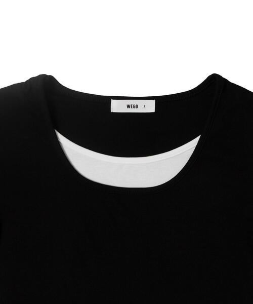 WEGO(ウィゴー)の「WEGO/バイカラーレイヤードラウンドネックトップス(Tシャツ/カットソー・レディース・ブラック/ホワイト・FREE)」の15枚目の写真