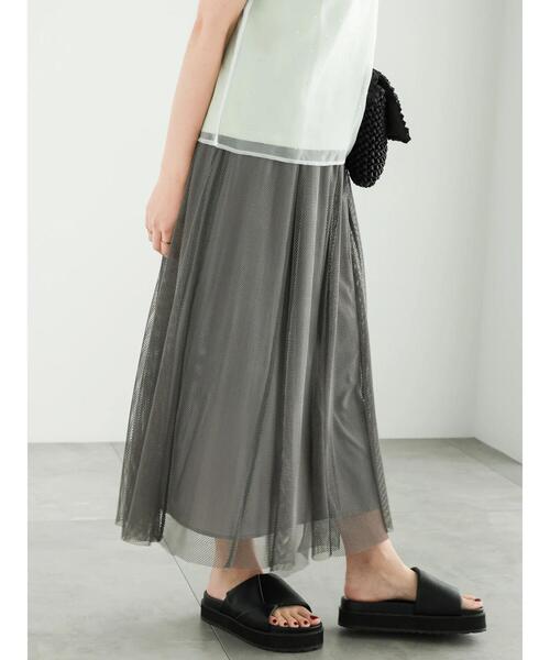 Te chichi（テチチ）の「メッシュフレアスカート（スカート・レディース・ブラック/グレー・F）」の2枚目の写真