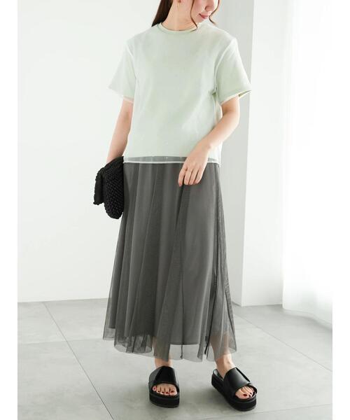 Te chichi（テチチ）の「メッシュフレアスカート（スカート・レディース・ブラック/グレー・F）」の4枚目の写真