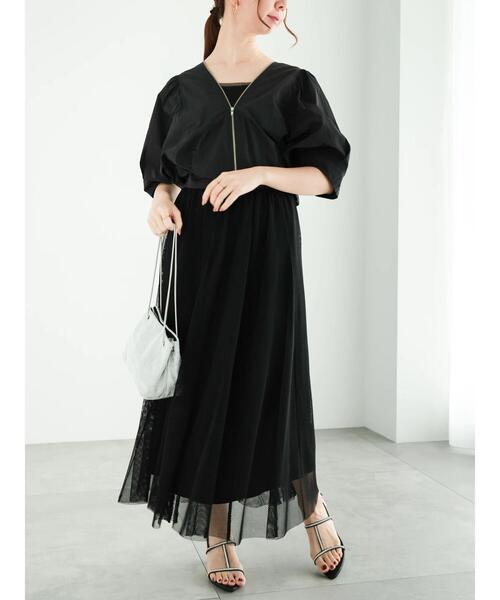 Te chichi（テチチ）の「メッシュフレアスカート（スカート・レディース・ブラック/グレー・F）」の8枚目の写真