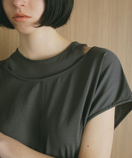 MANOF(マノフ)の「LIKE LAYERED T SHIRTS(Tシャツ/カットソー・レディース・ホワイト/チャコールグレー/ブラック・FREE)」の1枚目の写真