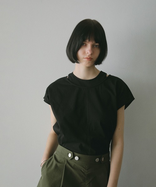MANOF　シースルーレイヤードトップス　黒　マノフ　カットソー　Tシャツ MANOF シースルーレイヤードトップス 黒 マノフ カットソー T