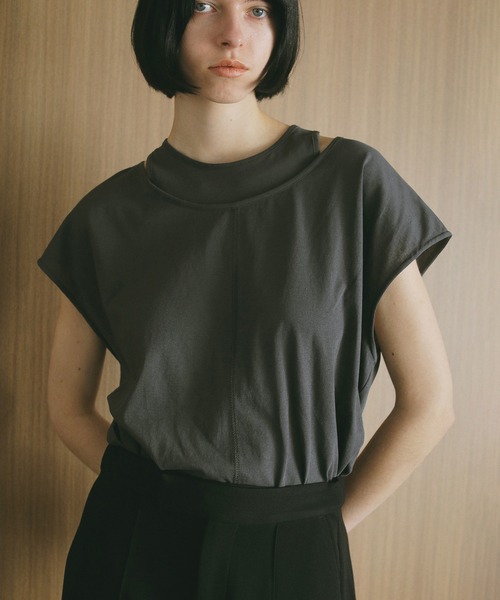 MANOF(マノフ)の「LIKE LAYERED T SHIRTS(Tシャツ/カットソー・レディース・ホワイト/チャコールグレー/ブラック・FREE)」の10枚目の写真