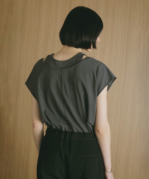 MANOF(マノフ)の「LIKE LAYERED T SHIRTS(Tシャツ/カットソー・レディース・ホワイト/チャコールグレー/ブラック・FREE)」の7枚目の写真