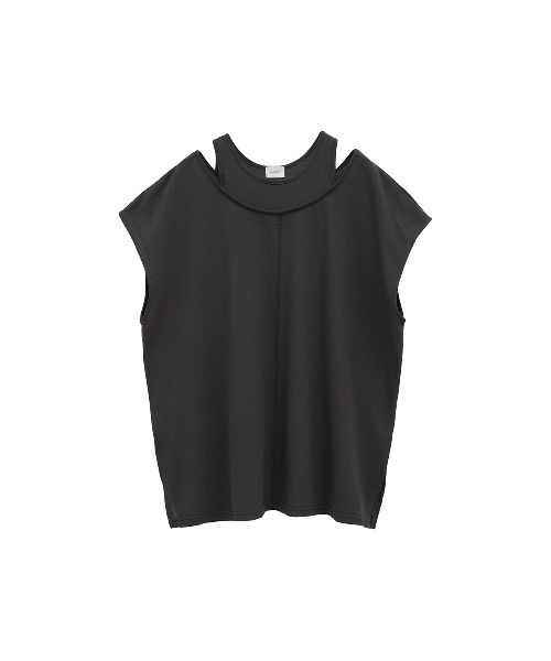 MANOF マノフ Tシャツ カットソー 半袖 ノースリーブ アシンメトリー アシメ 82105-0711 レディース フリーサイズ ホワイト トップス IL16304■ MANOF（マノフ）の「LIKE LAYERED T SHIRTS（Tシャツ/カットソー