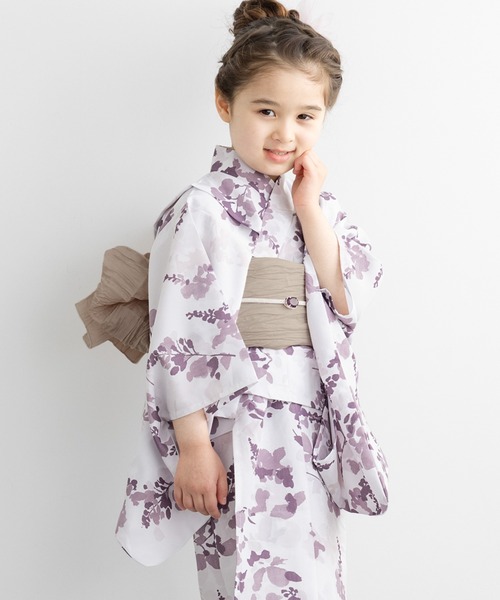 floroキッズ浴衣2点セット （浴衣＋帯） 子ども 110/120/130cm