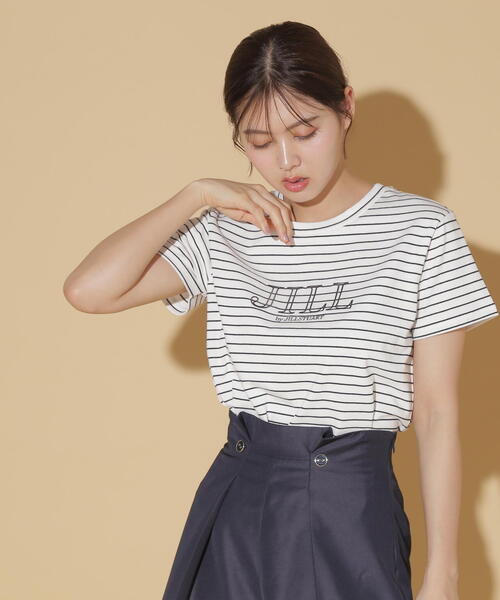 セール】◇オーガニックコットンロゴライン刺繍Tシャツ（T