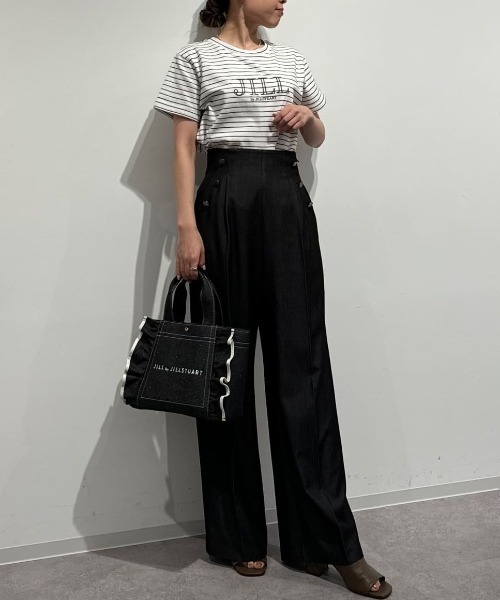 JILL by JILL STUART（ジルバイジルスチュアート）の「◇オーガニックコットンロゴライン刺繍Ｔシャツ（Tシャツ/カットソー・レディース・ピンク/ホワイト系その他/ホワイト系その他2/ブラック・FREE）」の9枚目の写真