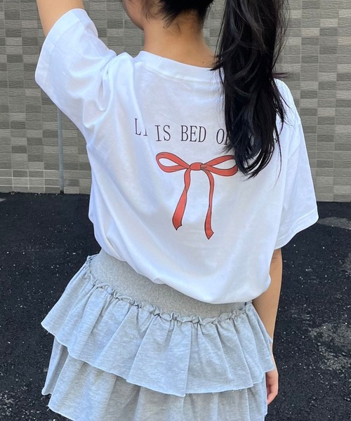 fiere(フィエール)の「リボンバックプリント半袖Tシャツ(Tシャツ/カットソー・レディース・ホワイト・M/L)」の6枚目の写真