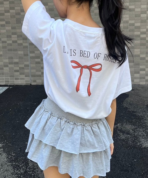 fiere(フィエール)の「リボンバックプリント半袖Tシャツ(Tシャツ/カットソー・レディース・ホワイト・M/L)」の5枚目の写真