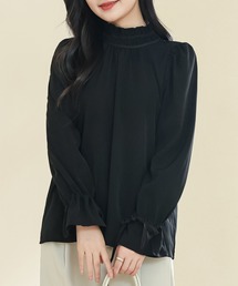 Lace Ladies | ソリッドカラー ギャザー プチハイネック キャンディ袖 ブラウス(シャツ/ブラウス)