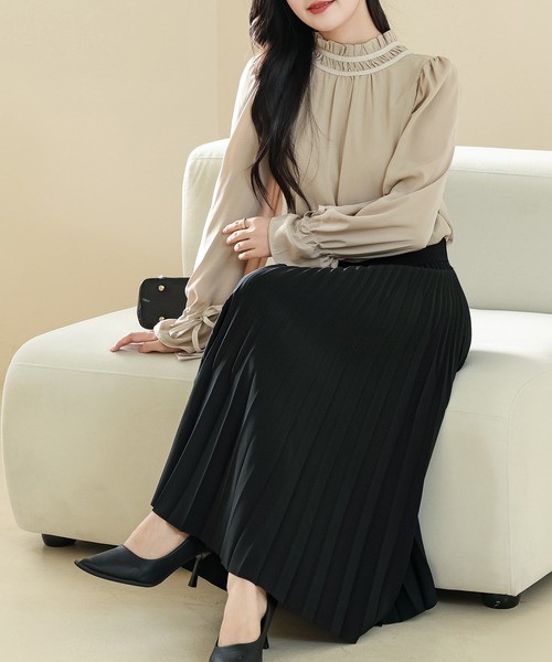 Lace Ladies(レースレディース)の「ソリッドカラー ギャザー プチハイネック キャンディ袖 ブラウス(シャツ/ブラウス・レディース・ホワイト/ブラック/オフホワイト/ベージュ・S/FREE)」の19枚目の写真