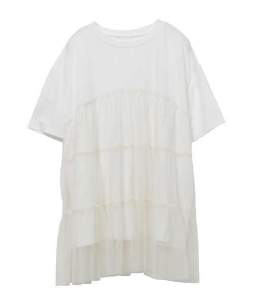 Rejoule（リジュール）の「チュールドッキングTシャツ（Tシャツ/カットソー・レディース・ブラック/ホワイト・FREE）」の11枚目の写真