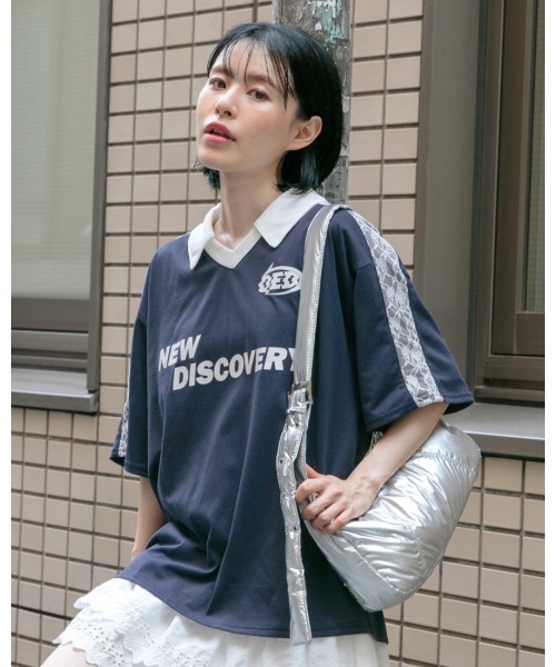 3.3 Field Trip （3.3フィールドトリップ）の「3.3 Field Trip／レースラインカラーT（Tシャツ/カットソー・レディース・ブラック/ネイビー/ホワイト・FREE）」の3枚目の写真