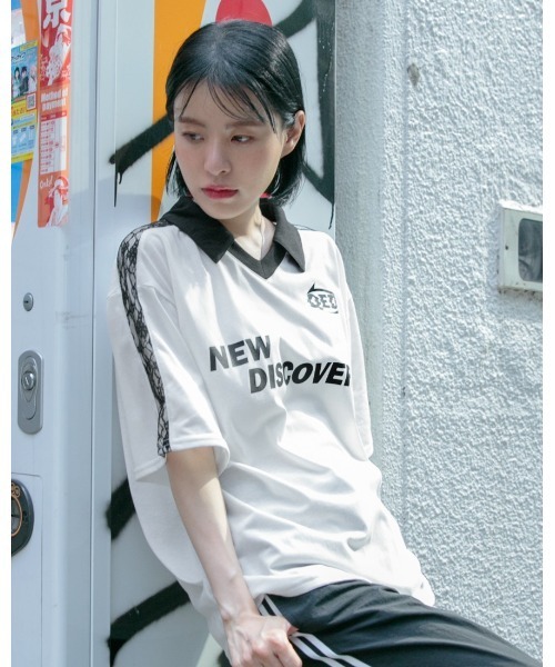 3.3 Field Trip （3.3フィールドトリップ）の「3.3 Field Trip／レースラインカラーT（Tシャツ/カットソー・レディース・ブラック/ネイビー/ホワイト・FREE）」の2枚目の写真