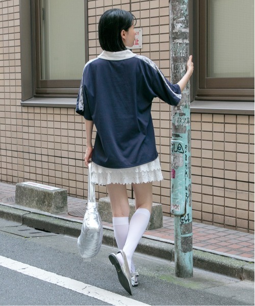 3.3 Field Trip （3.3フィールドトリップ）の「3.3 Field Trip／レースラインカラーT（Tシャツ/カットソー・レディース・ブラック/ネイビー/ホワイト・FREE）」の20枚目の写真