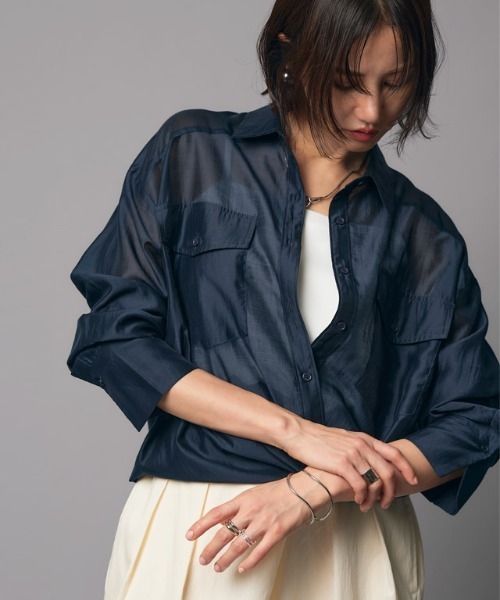 RASW（ラス）の「[RASW]シアーマルチwayシャツ（シャツ/ブラウス・レディース・ダークネイビー/グリーン系・M/L）」の13枚目の写真
