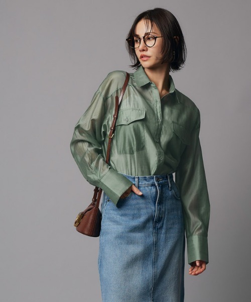 RASW（ラス）の「[RASW]シアーマルチwayシャツ（シャツ/ブラウス・レディース・ダークネイビー/グリーン系・M/L）」の17枚目の写真