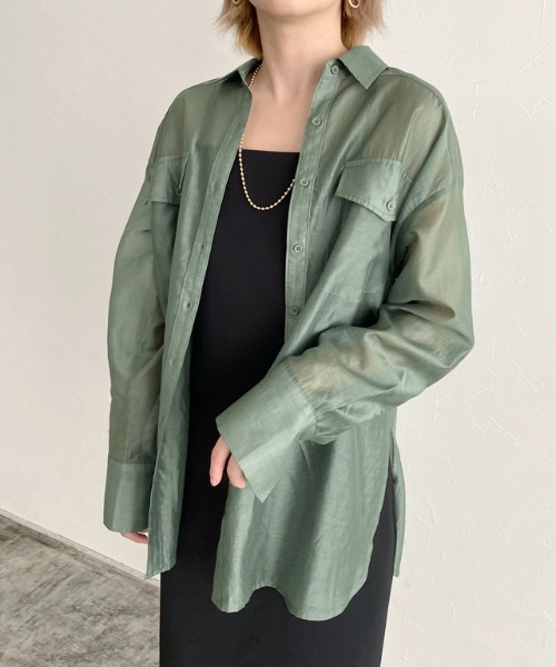 RASW（ラス）の「[RASW]シアーマルチwayシャツ（シャツ/ブラウス・レディース・ダークネイビー/グリーン系・M/L）」の18枚目の写真