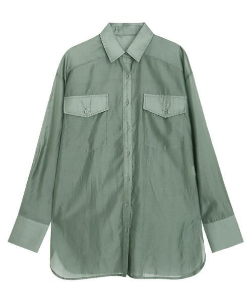 RASW（ラス）の「[RASW]シアーマルチwayシャツ（シャツ/ブラウス・レディース・ダークネイビー/グリーン系・M/L）」の20枚目の写真