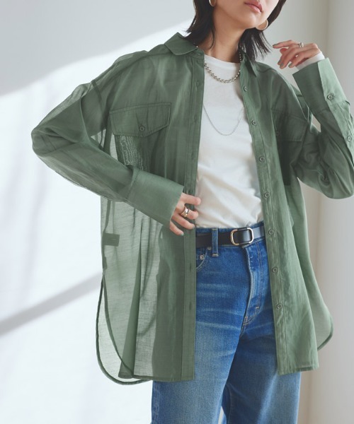 RASW（ラス）の「[RASW]シアーマルチwayシャツ（シャツ/ブラウス・レディース・ダークネイビー/グリーン系・M/L）」の9枚目の写真