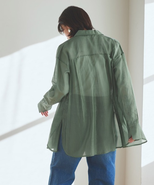 RASW（ラス）の「[RASW]シアーマルチwayシャツ（シャツ/ブラウス・レディース・ダークネイビー/グリーン系・M/L）」の11枚目の写真